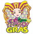 thumbnail image 3 of Mardi Gras Duvet Cover Set, Carnival Girl in Harlequin Costume and Hat Cartoon Fat Tuesday Theme, Decorative 2 Piece Bedding Set with 1 Pillow Shams, Twin Size, Yellow Purple Green, by Ambesonne, 3 of 3
