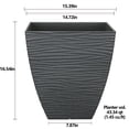 thumbnail image 4 of 15" Square Groove Planter, Grey, 4 of 5