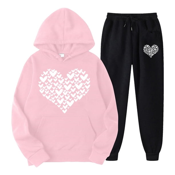 Gibobby Sudaderas de Forro Polar y Pantalones Traje de pantalones con capucha y cuello redondo de manga larga con estampado G informal para mujer otoño e invi(Morado,XL)