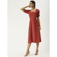thumbnail image 4 of DressBerry Women’s Solid Poly Crepe Dress Square Neck Short Puffed Sleeves Calf Length Regular Wear Light Weighted Woven Summer Dress, 4 of 7