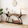 thumbnail image 3 of Tribesigns 70.87" Console Table with Storage Shelf, Extra Long Sofa Table Behind Couch Table, 2-Tier Entryway Table with Half Moon Frame for Hallway Living Room, Walnut & Black, 3 of 5