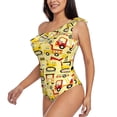 thumbnail image 2 of Haiem Funny Construction Vehicles Women's One Piece Swimsuits Tummy Control One Shoulder Bathing Suits Ruffle Swimwear-Medium, 2 of 8