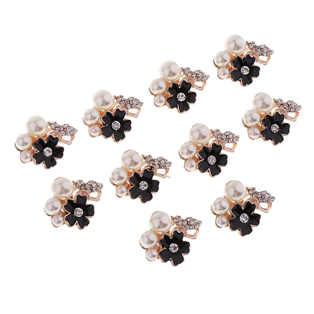 2 Pieces Oval Alloy Faux Pearls Beauty's Head Flatback Buttons Embellishments 