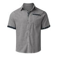 thumbnail image 4 of PEASKJP Western Shirts for Men Stretch Ribbed T-Shirts Fashion Casual Basic Tops,Grey L, 4 of 5