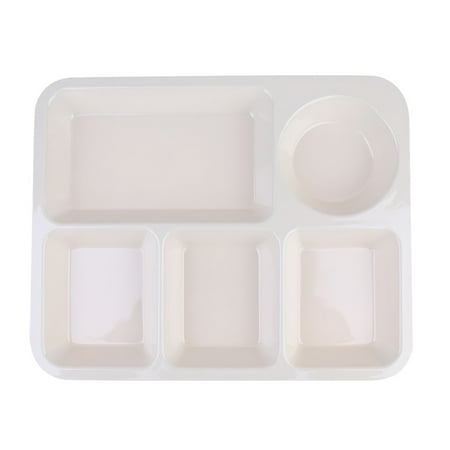 

Plastic Separating Dish Divided Compartments Plate Anti-fall Rice Tray Practical Tableware for Home (Beige)