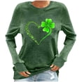 thumbnail image 3 of qolati St Patricks Day Shirts for Women Irish Shamrocks Clovers Graphic T-Shirt Holiday Party Casual Long Sleeve Tunic Tops Green XXL, 3 of 7