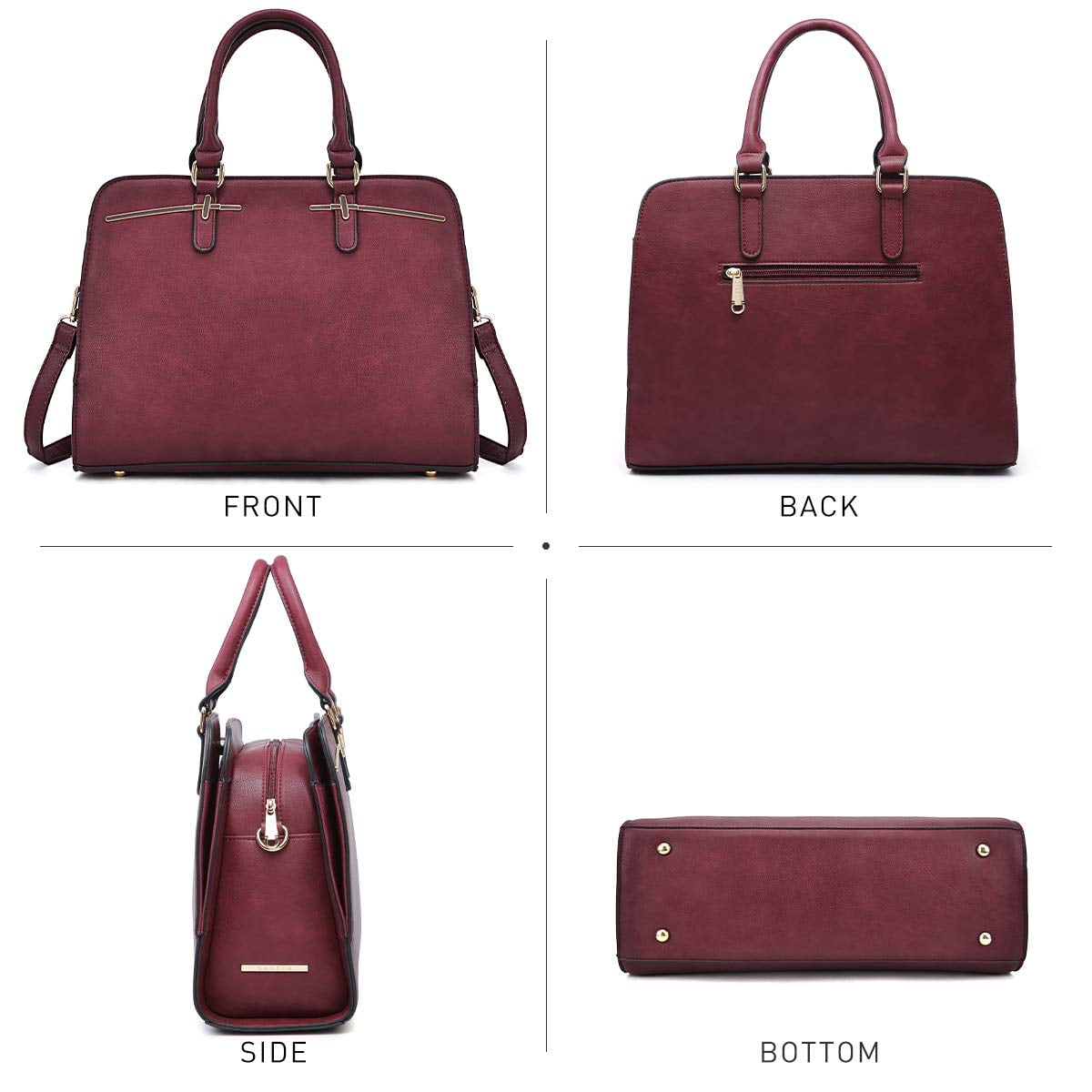Dasein Women Satchel Handbags Shoulder Purses Totes Top Handle Work Bags with 3 Compartments