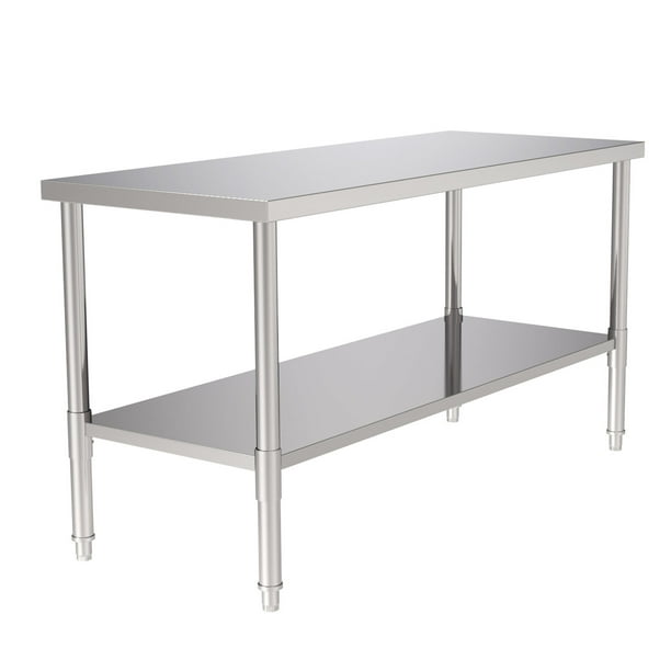 Kitchen Work Table Stainless Steel Commercial Kitchen Prep Work Table With Undershelf Not With Backsplash Kitchen Island Garage Work Table Work Tables For Home Office 60 In Silver W6706 Walmart Com