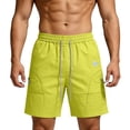 thumbnail image 2 of Men's Quick Dry 7-Inch Beach Shorts, Elastic Waist Drawstring Solid Color Swim Trunks with Zipper Pockets, Lightweight Breathable Summer Thin Shorts for Men Green, 2 of 5