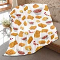thumbnail image 3 of Manta de franela suave con diseño de nuggets de pollo y deliciosa carne, manta de sofá de comida rápida de estilo occidental para niños, tamaño king y queen, 3 of 5