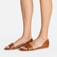 thumbnail image 4 of YDN Women Simple Western Peep Open Toe D'Orsay Casual Flats Low Heels Sandals Slip On Comfy Walking Dressy Shoes Size 8.5 Sandy Brown, 4 of 4
