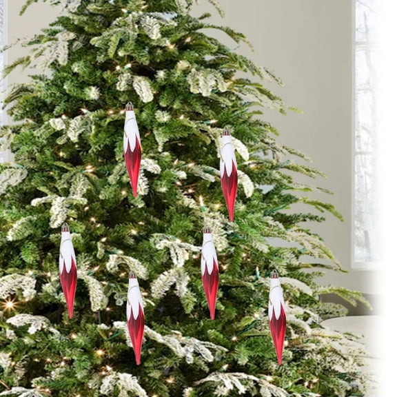 XYAIYT 6 Pack Christmas Ornaments Christmas Tree Ornaments Plastic Shatterproof Ball Pendant Set Electroplated Holiday Tree Hanging Ornaments Small Unique Hex Star 5.4in Red