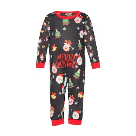 

Uorcsa Fashion Print European And American Christmas Baby Casual Pajamas Comfy Parent-child clothing Black