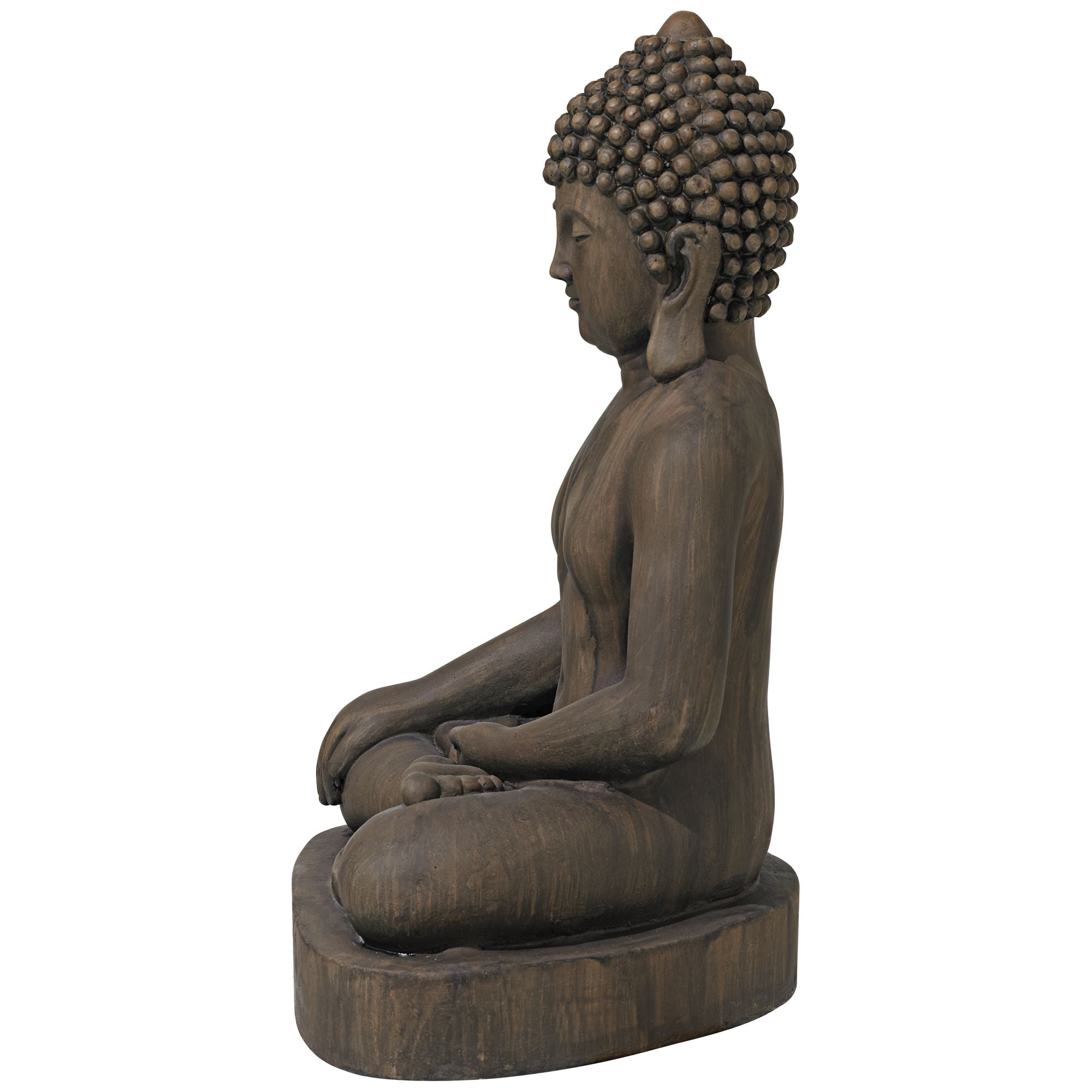 John Timberland Sitting Buddha Statue Sculpture Zen Asian Decor Outdoor Garden Yard Dark Sandstone Faux Stone Finish 29 1/2" High