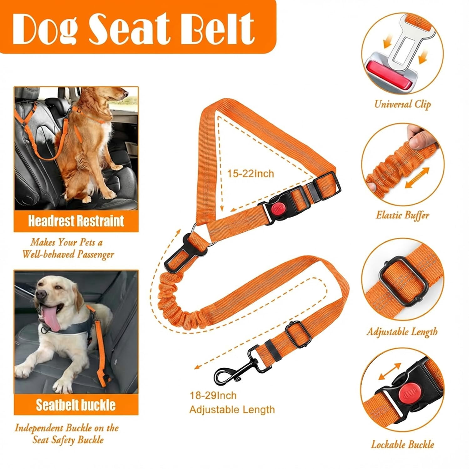 Small Orange No Pull Dog Harness and Accessory Set for Walking and Hiking