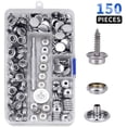 thumbnail image 1 of Laklulu - Paquete de 150 accesorios para lona de tapicería de calidad marina, cierres a presión de acero inoxidable de 10 mm para cubierta de barco, con tornillos y herramienta, 1 of 5