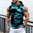 thumbnail image 2 of Men's Camo Workout Hooded Tank Tops Sleeveless Gym Training Hoodies Bodybuilding Muscle Cut Off T Shirt, 2 of 9