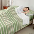 thumbnail image 4 of Castle Fairy Boho Horizontal Stripe Queen Sheets 4 Pieces,Bohemian Thin Line Queen Sheet Sets,Sage Pink White,1 Flat Sheet, 1 Fitted Sheet and 2 Pillowcases, 4 of 7