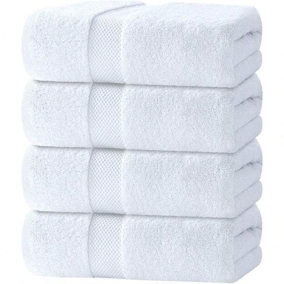 Luxury Bath Towels Set of 4 Large - 700 GSM Turkish Cotton Ultra Soft Bath Towels 27x54 Highly Absorbent and Quick Dry Hotel Towels for Bathroom Luxury Plush Shower Towels White