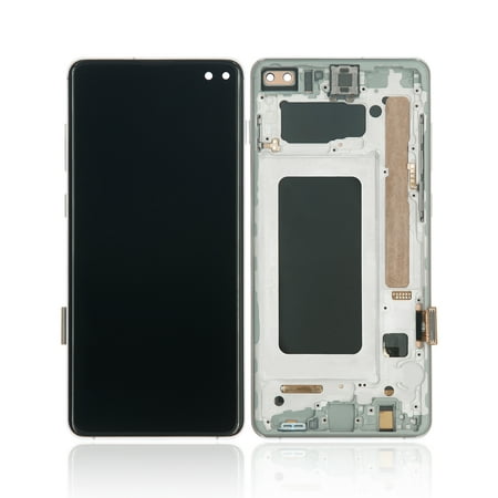Replacement LCD Assembly W/ Frame (Finger Print Sensor) Compatible For Samsung Galaxy S10 Plus (Aftermarket Plus)-White