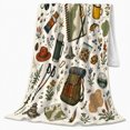 thumbnail image 2 of Hiking Adventure Essential Gear Scattered Pattern Whimsical Hand-Drawn, Peaceful Mountain Lake Scene, Warm Flannel Blanket for Cabin and Lodge, Outdoor Lovers Christmas Gift, Festive Home Decor, 2 of 9