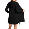 thumbnail image 4 of ClodeEU Women's Zip Long Sleeve Hooded UV Protection Long Jacket ,Casual Solid Color Coat with Pockets Black,Women's Plus L, 4 of 6