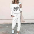 thumbnail image 2 of Pisexur Ensembles 2 Pcs pour Femmes Automne Tendance Imprimé Cœur Chandails en Molleton Col Rond Pantalons Jogger Survêtements Femmes Tenues 2 Pcs Décontractées Surdimensionnées pour Entraînement Voyage Vacances, 2 of 4