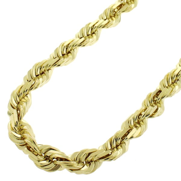 10K Yellow Gold 8mm Hollow Rope Diamond Cut Chain Necklace 26"- 28" by