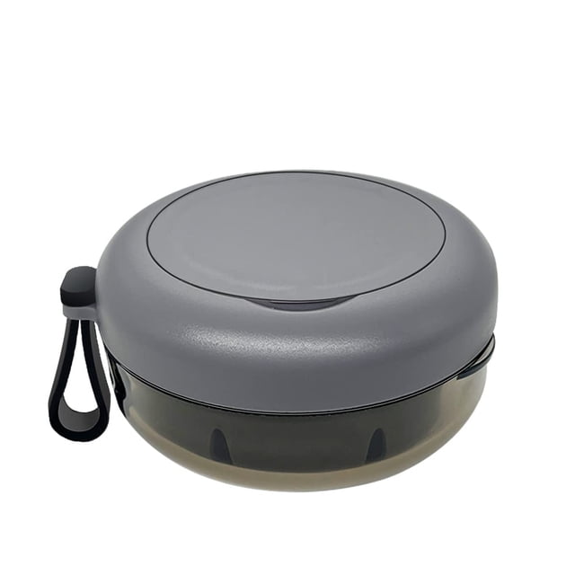 Estuche para dentaduras postizas, estuche portátil para baño para dentaduras postizas, caja de baño para dentaduras postizas sin fugas con colador y espejo (gris)
