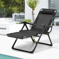 thumbnail image 3 of MoNiBloom Patio Lounge Chair with Adjustable Headrest & Foot Pads, Outdoor Folding Reclining Beach Lawn Lounger, Black, 3 of 11