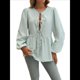 thumbnail image 1 of Blusa Babydoll con Lazo Frontal para Mujer, Larga, Rayas, Peplum, Volantes, Encaje. Verde S, 1 of 7