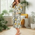 thumbnail image 2 of FKELYI Fall Zipper Front Robes Nightgowns Retro Lemon Hummingbird Print Women's Sleepwear Dress with 2 Pockets Comfy Housecoat Nightwear Dress Long Sleeve Loungewear, XL, 2 of 6