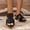 Black, variant on AXXD Beige Sandals for Women Summer Roman Style Sloping Heel Thick Sole Hollow Fish Beak Sandals High Heel