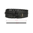 thumbnail image 3 of INSPIRE CHIC Women's Hollow Vintage Floral Leather Cinch Wide Belt Black 28"-31" waist, 3 of 4