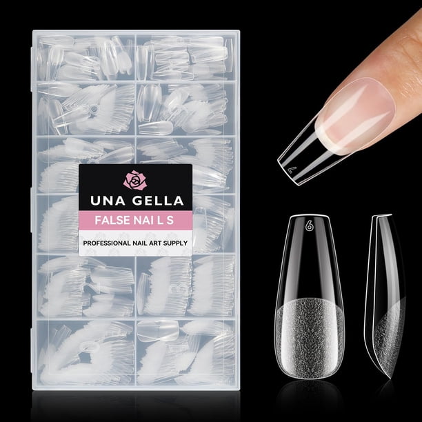 Nail Tips UNA GELLA, ataúd mediano, 504 unidades, para extensión de uñas