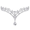 thumbnail image 1 of Cadena para la frente de dama de honor con colgante de cristal y diamantes de imitación, tocado de boda (plata), 1 of 7