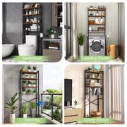 Biemlerfn Over The Toilet Storage Shelf, 4-Tier Wooden Bathroom Organizer Adjustable Saver Space Rack with Toilet Paper Holder, Vintage Brown