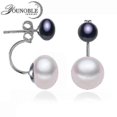 thumbnail image 2 of Natural Pearl Stud Earrings For Women Jewelry S925 Sterling Silver Genuine White Black Double Pearl Earrings Party, 2 of 5