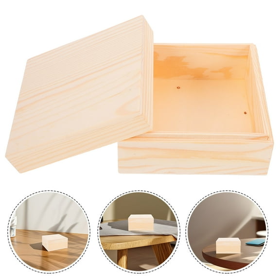 MERRYHAPY Wooden Storage Box with Lid, Rectangular Trinket Organizer Case for Jewelry, Desk, and Home Storage, 1 Pack