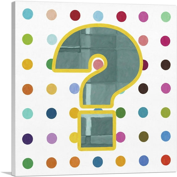 ARTCANVAS Fun Polka Dots Question Mark Symbol Canvas Art Print - Size: 18" x 18" (1.50" Deep)
