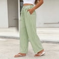 thumbnail image 6 of Women's Fashion Solid Color Elastic Waist Casual Pocket Straight Leg Loose Pants, 6 of 6