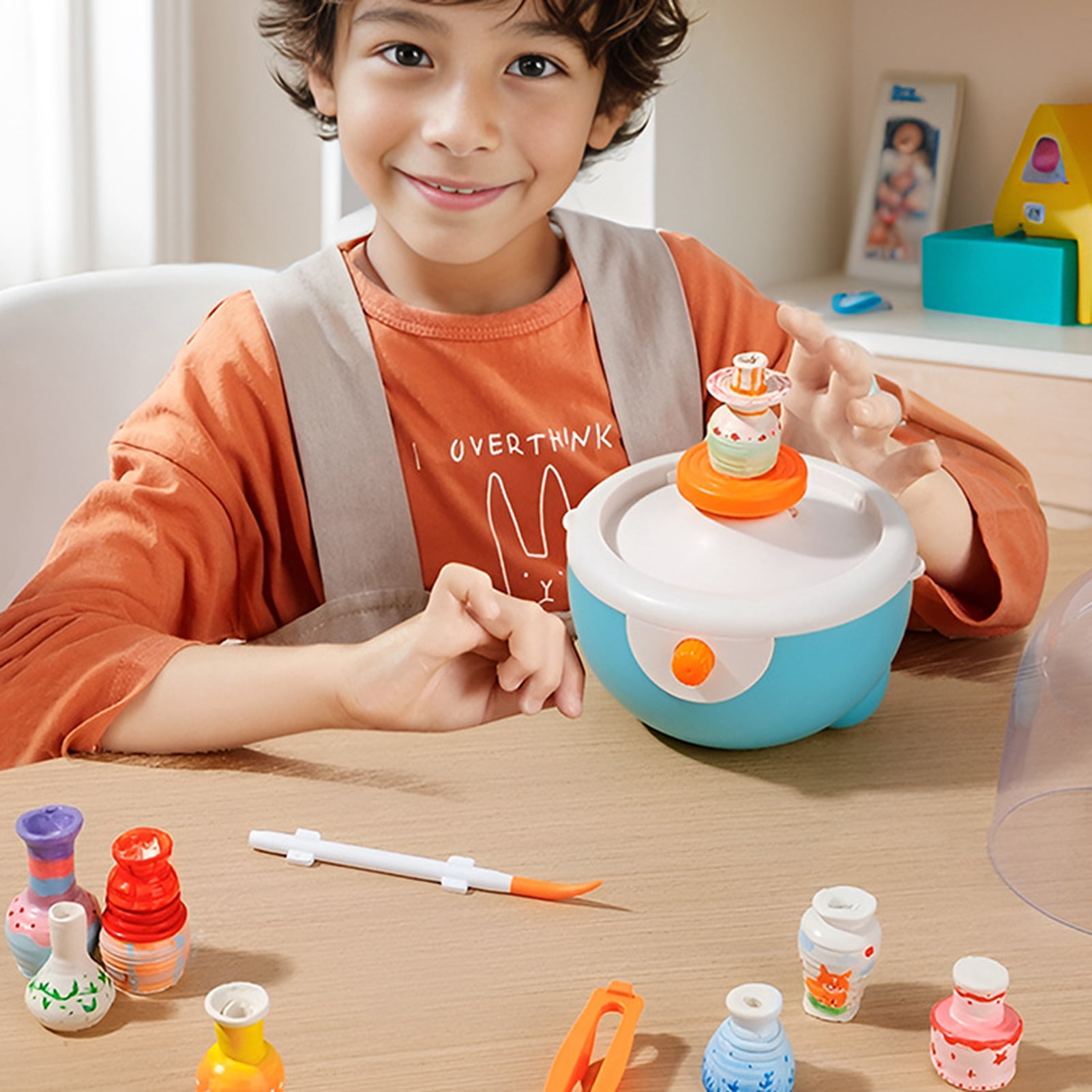 Trendix Mini Ceramic Wheel Kit, Electric DIY Clay Sculpting Tool, Pottery Wheel Painting Kit Arts and Crafts for Kids