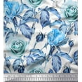 thumbnail image 1 of Soimoi Poly Georgette Fabric Leaves & Rose Flower Printed Fabric 1 Yard 42 Inch Wide, 1 of 3