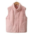 thumbnail image 2 of VNKIDY Women Outerwear Vests Solid Color Plush Warm Thermal Vests Autumn Winter Sleeveless Zipper Standing Collar Vest With Pockeys For Outdoor Wear Fashionable Vests, 2 of 9