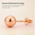 thumbnail image 4 of Rose Gold Plated Polished Sterling Silver Round 9mm Ball Bead Stud Earrings, 4 of 7