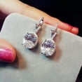 thumbnail image 4 of Elegant Cubic Zircon Wedding Anniversary 925 Silver Drop Earrings Jewelry A Pair, 4 of 7