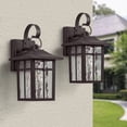 thumbnail image 4 of Maxax 2-Pack Dusk-to-Dawn Outdoor Wall Lights, Waterproof Brown Exterior Wall-Mount Fixtures with Ripple Glass, Porch Lanterns for Entryway, Garage, and Patio, 4 of 8