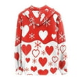 thumbnail image 3 of Renewold Lightweight Women's Zip Up Hoodie Sweatshirt Red Heart Snowflake Long Sleeve Crewneck Jacket Tops with Drawstring Valentine's Day Y2K Streetwear Size M, 3 of 6