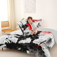 thumbnail image 4 of Homewish Vintage Samurai Landscape Queen Comforter Set,Red Plum Blossom Comforter Sets Queen,Light Gray Reversible,3 Pieces,1 Comforter and 2 Pillowcases, 4 of 7