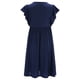 thumbnail image 5 of ICHUANYI Clearance Fashion Women Summer Casual V-Neck Button Solid Short Sleeve Dress(Navy, S) ICHUANYI WER2023080800383, 5 of 9